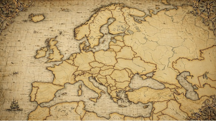 Painted map of Europe